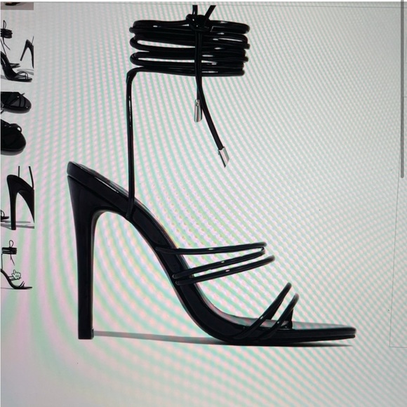 New Birthday Brunch Lace Up Black Heels - Picture 12 of 14